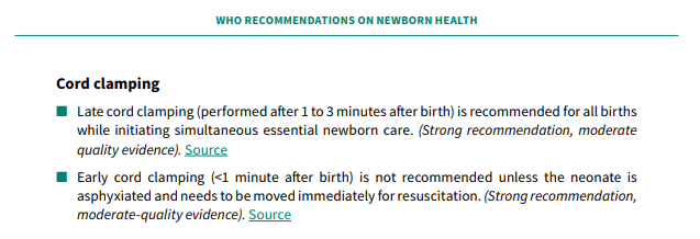 WHO on cord clamping